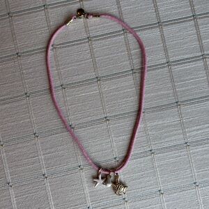 J Crew Under the Sea Necklace Pink Cord Necklace with Star, Turtle Shell Charms